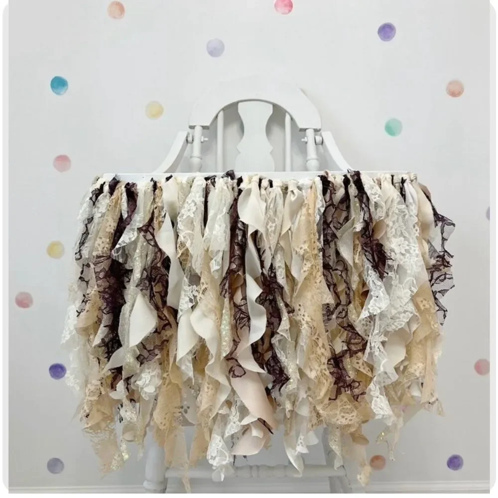 Boho Cream and Purple Fabric Garland